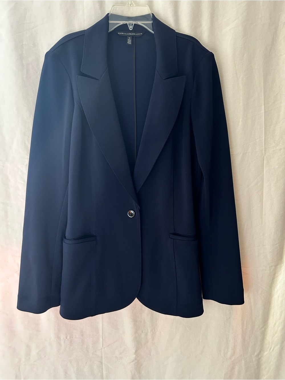 WHBM Women's Navy Polyester-Spandex Blend Blazer Size 14